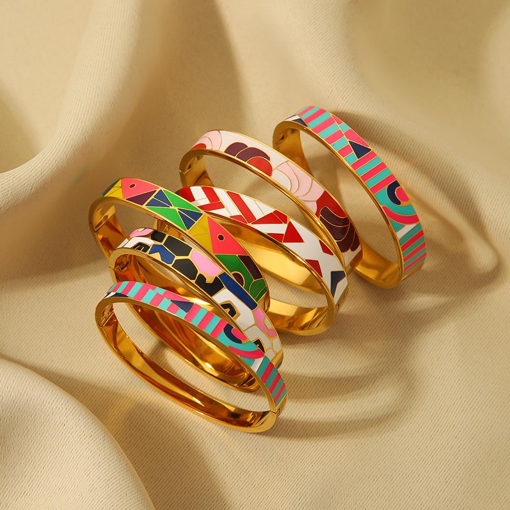 Carnival Pop Enamel Bangles – Gold Plated Statement Jewelry (Single/Stackable)