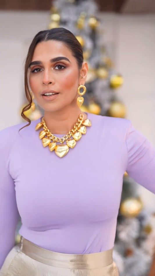 Golden Heartbeat Set – Chunky Gold Heart Necklace with Matching Earrings