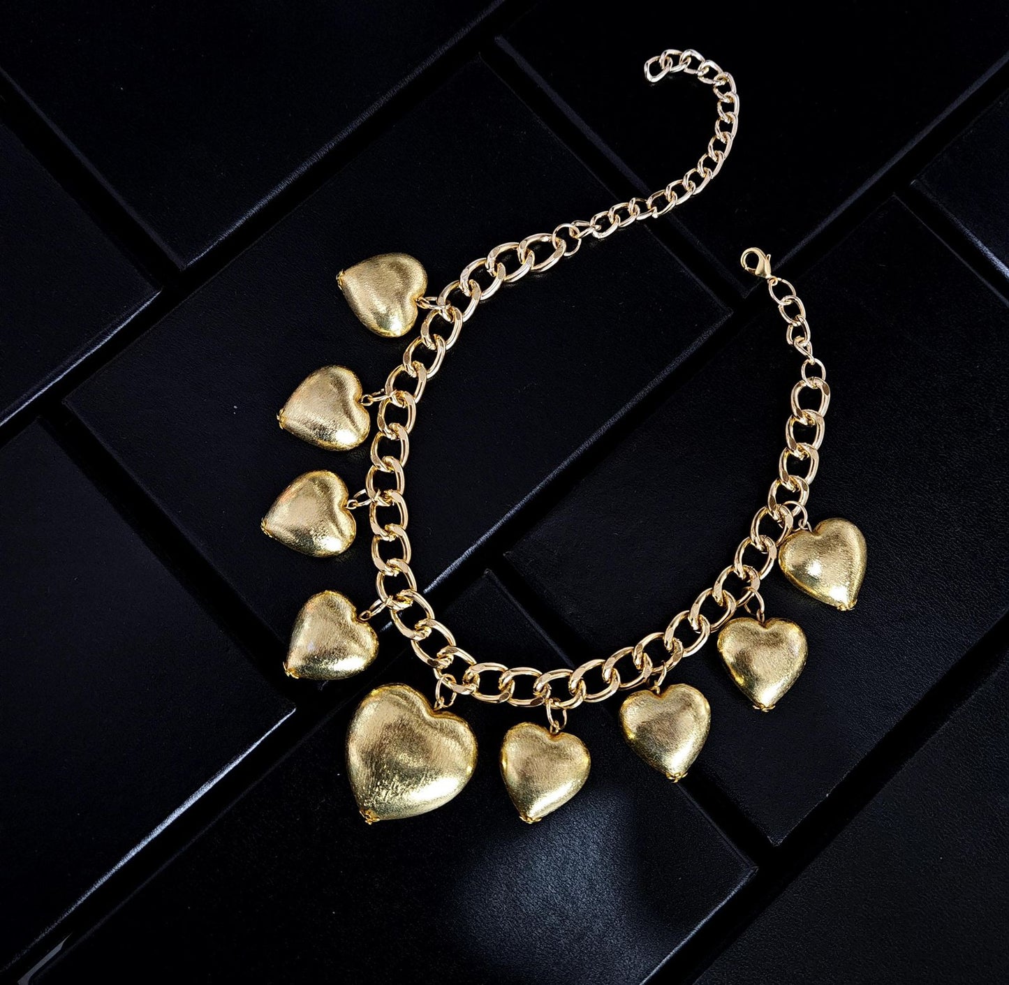 Golden Heartbeat Set – Chunky Gold Heart Necklace with Matching Earrings