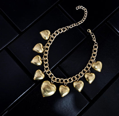 Golden Heartbeat Set – Chunky Gold Heart Necklace with Matching Earrings