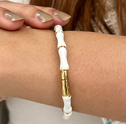 Luxury Bamboo Enamel Bracelet – Stackable Colorful Women’s Bangle