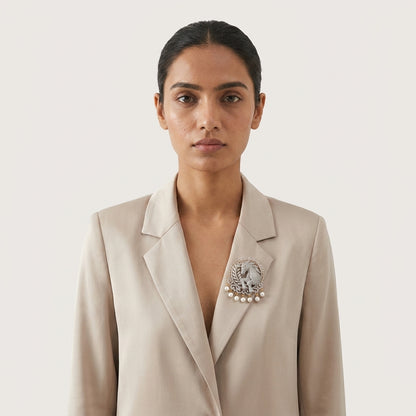 Cavalier Pearl Brooch · Pin-Back Lapel Pin · Available in Silver & Gold
