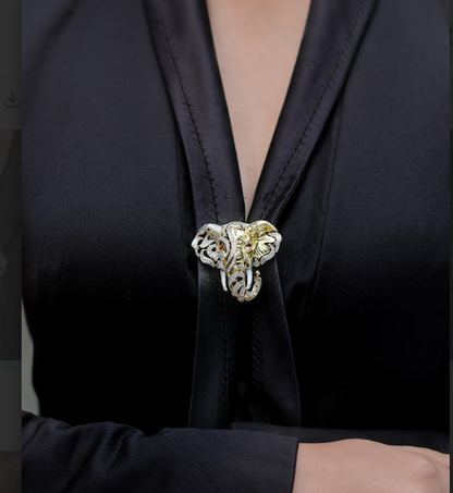 Majestic Tusker Brooch – Statement Elephant Pin for Jackets, Sarees & Blazers