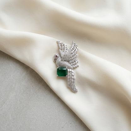 The Perched Parrot Brooch · Statement Pin with Center Stone