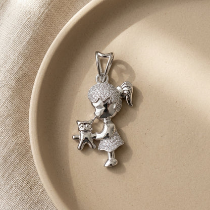 Little Girl & Puppy Charm Pendant