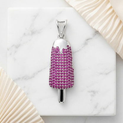 Ruby Popsicle Pendant Necklace – Zircon Stone Statement Charm