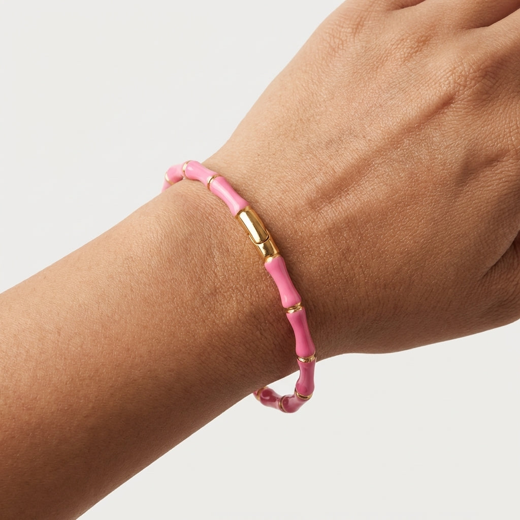 Luxury Bamboo Enamel Bracelet – Stackable Colorful Women’s Bangle