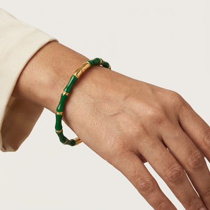 Luxury Bamboo Enamel Bracelet – Stackable Colorful Women’s Bangle