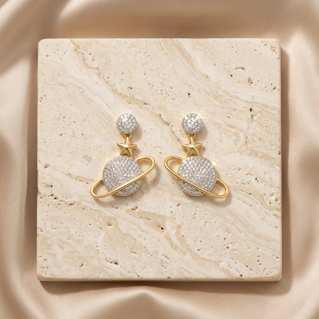 Saturn Star Earrings  – 18K Gold Plated Cat Studs