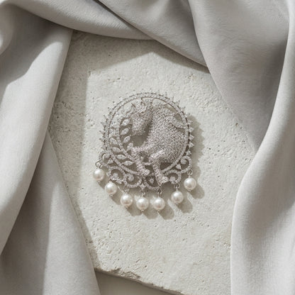 Cavalier Pearl Brooch · Pin-Back Lapel Pin · Available in Silver & Gold