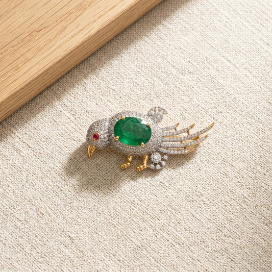 Amaya Brooch – Gold Plated Zircon Statement Magnet