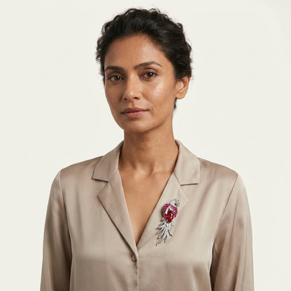 The Flamboyant Brooch · Ruby Statement Bird Pin