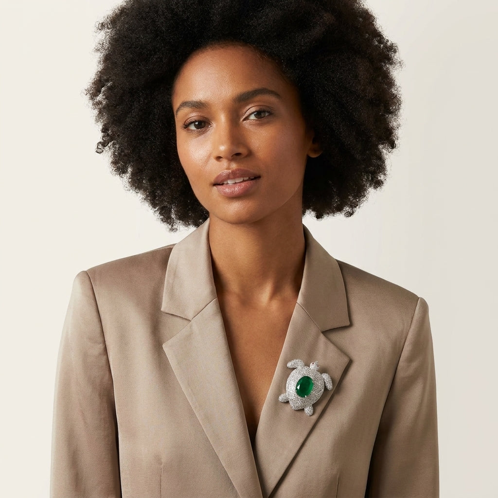 Kurma Turtle Brooch · Emerald Centre · Symbol of Wealth & Longevity