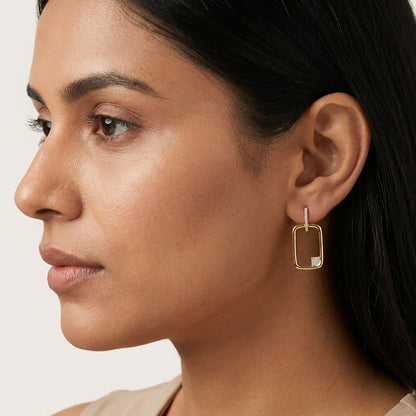 Aura Frame Earrings – 18K Gold Plated Geometric Zircon Drops