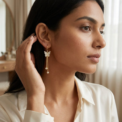 Butterfly Cascade Earrings – 18K Gold Plated Zircon Drop Earrings