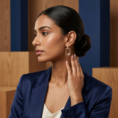 Aura Frame Earrings – 18K Gold Plated Geometric Zircon Drops