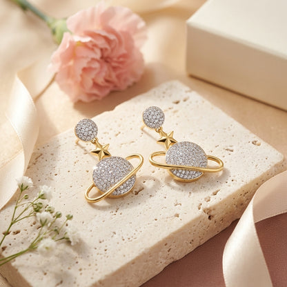 Saturn Star Earrings  – 18K Gold Plated Cat Studs