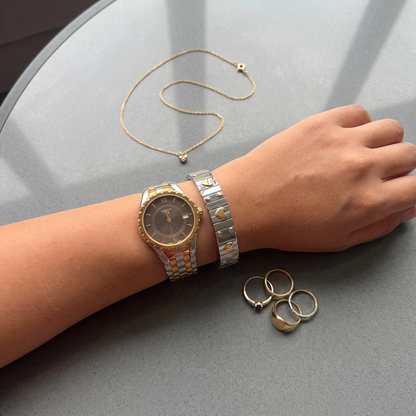 Amora Heart Stretch Bracelet – Silver & Gold