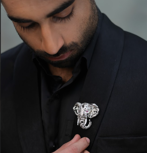Majestic Tusker Brooch – Statement Elephant Pin for Jackets, Sarees & Blazers